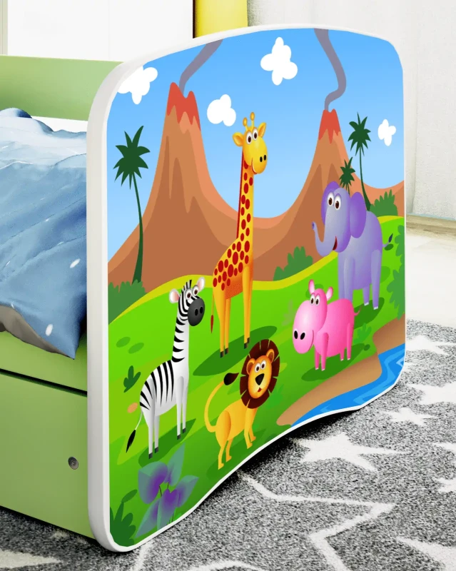 Zestaw mebli dziecięcych dla dziewczynki z łóżkiem 160x80 BABYDREAMS - safari