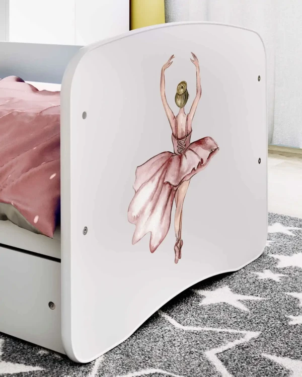 Zestaw mebli dziecięcych dla dziewczynki z łóżkiem 180x80 BABYDREAMS - tancerka