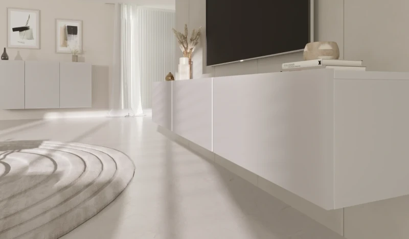 Komoda wisząca Dallas 160 cm trzydrzwiowa do salonu biała