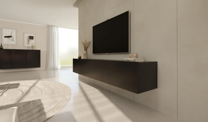 Komoda wisząca Dallas 160 cm trzydrzwiowa do salonu czarna