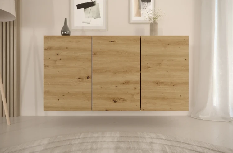Komoda wisząca Dallas 160 cm trzydrzwiowa do salonu Dąb Artisan