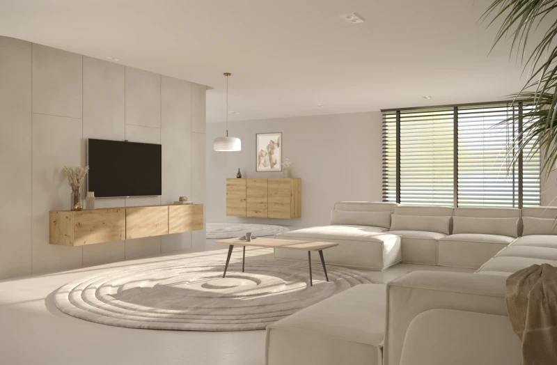 Komoda wisząca Dallas 160 cm trzydrzwiowa do salonu Dąb Artisan