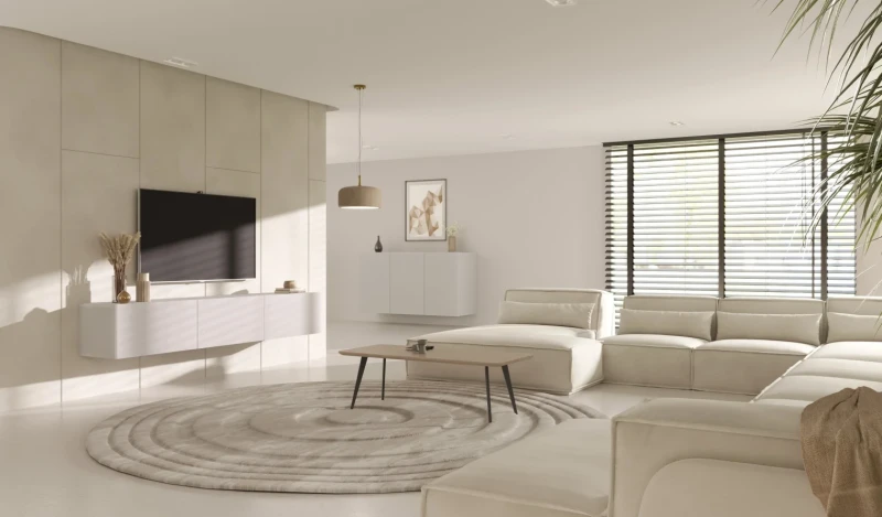 Szafka wisząca RTV Dallas 180 cm trzydrzwiowa do salonu biała