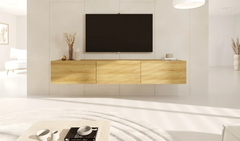 Szafka wisząca RTV Dallas 180 cm trzydrzwiowa do salonu Hikora