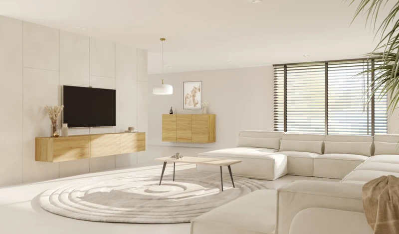 Szafka wisząca RTV Dallas 180 cm trzydrzwiowa do salonu Hikora