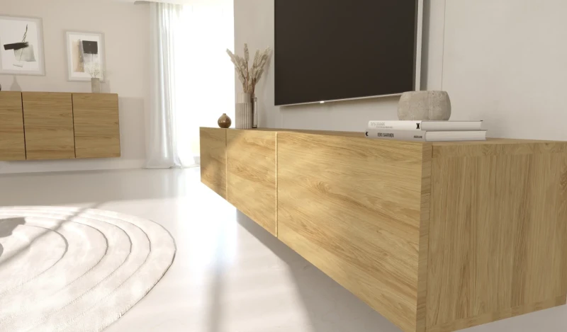 Szafka wisząca RTV Dallas 180 cm trzydrzwiowa do salonu Hikora