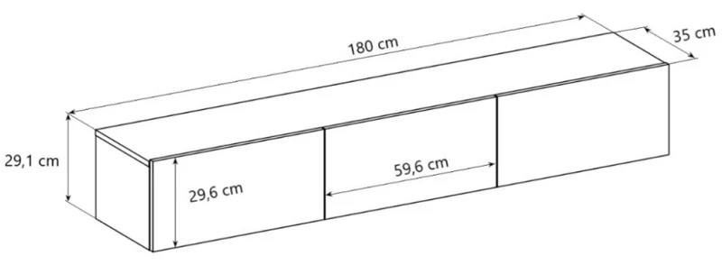 Szafka wisząca RTV Dallas 180 cm trzydrzwiowa do salonu Hikora