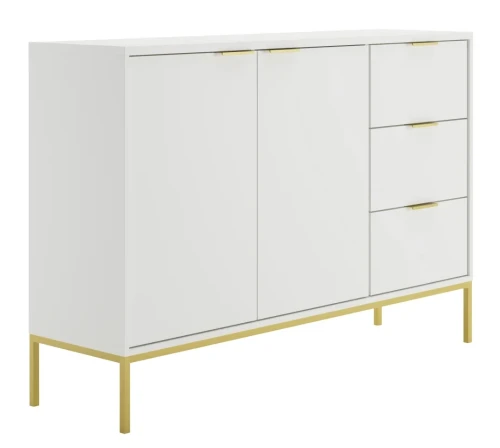 Komoda Austin 150 cm z 3 szufladami do salonu biały/złoty