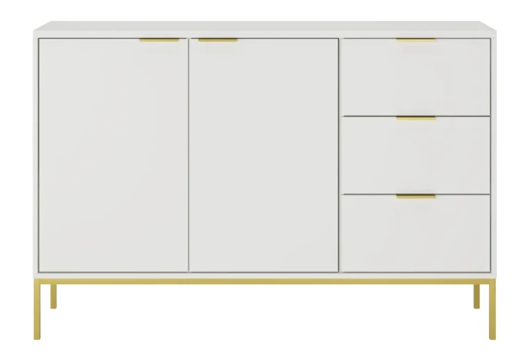 Komoda Austin 150 cm z 3 szufladami do salonu biały/złoty