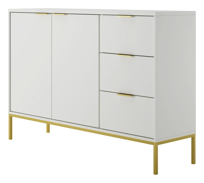 Komoda Austin 150 cm z 3 szufladami do salonu biały/złoty