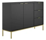 Komoda Austin 150 cm z 3 szufladami do salonu czarny/złoty