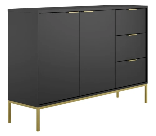 Komoda Austin 150 cm z 3 szufladami do salonu czarny/złoty
