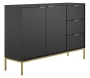 Komoda Austin 150 cm z 3 szufladami do salonu czarny/złoty