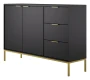Komoda Austin 150 cm z 3 szufladami do salonu czarny/złoty
