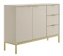 Komoda Austin 150 cm z 3 szufladami do salonu kaszmir/złoty