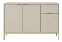 Komoda Austin 150 cm z 3 szufladami do salonu kaszmir/złoty