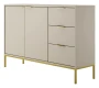 Komoda Austin 150 cm z 3 szufladami do salonu kaszmir/złoty