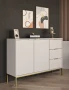 Komoda Austin 150 cm z 3 szufladami do salonu kaszmir/złoty