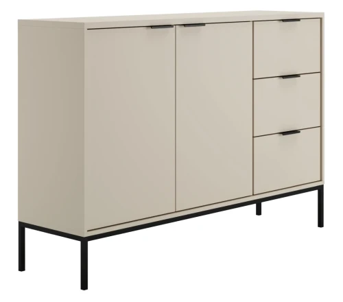 Komoda Austin 150 cm z 3 szufladami do salonu kaszmir/czarny