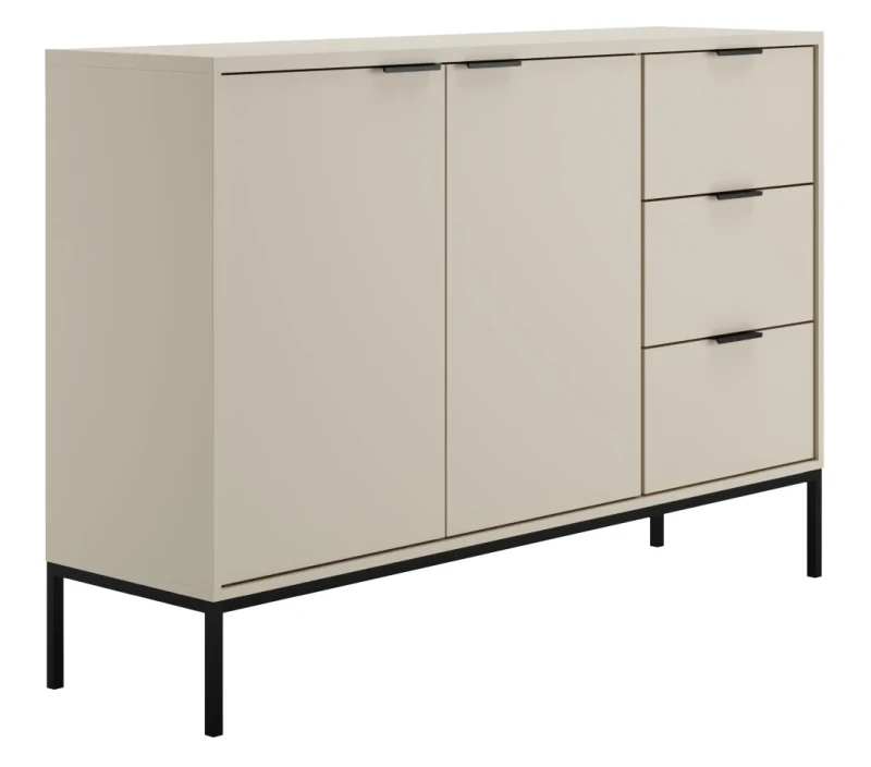 Komoda Austin 150 cm z 3 szufladami do salonu kaszmir/czarny