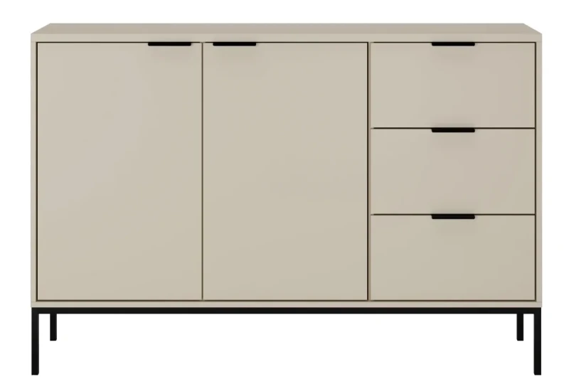 Komoda Austin 150 cm z 3 szufladami do salonu kaszmir/czarny