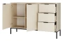 Komoda Austin 150 cm z 3 szufladami do salonu kaszmir/czarny