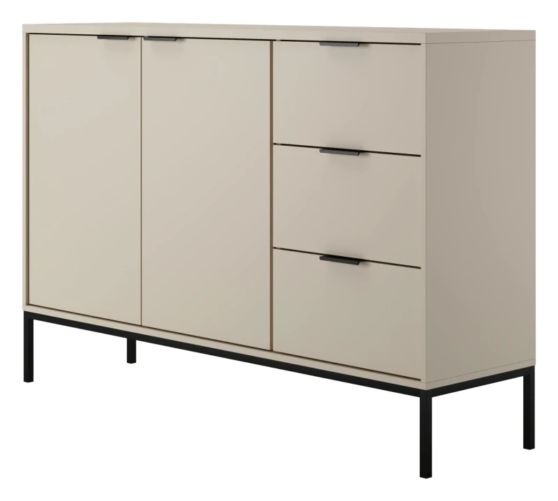 Komoda Austin 150 cm z 3 szufladami do salonu kaszmir/czarny