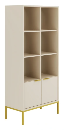Regał Austin 80 cm z 2 zamykanymi szafkami do salonu kaszmir/złoty