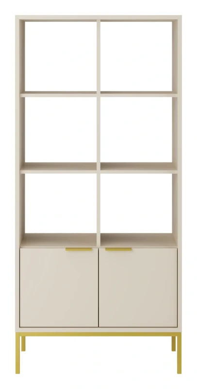Regał Austin 80 cm z 2 zamykanymi szafkami do salonu kaszmir/złoty