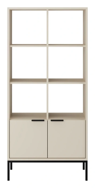 Regał Austin 80 cm z 2 zamykanymi szafkami do salonu kaszmir/czarny