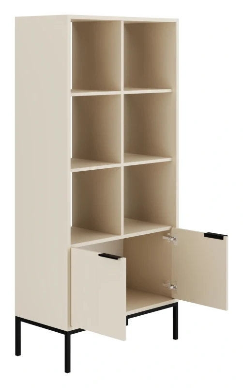 Regał Austin 80 cm z 2 zamykanymi szafkami do salonu kaszmir/czarny