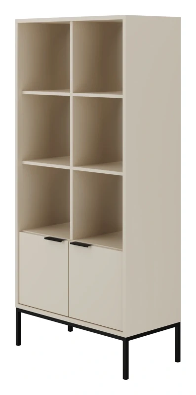 Regał Austin 80 cm z 2 zamykanymi szafkami do salonu kaszmir/czarny