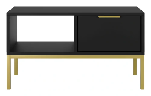Stolik kawowy Austin 80 cm z 2 szufladami do salonu czarny/złoty