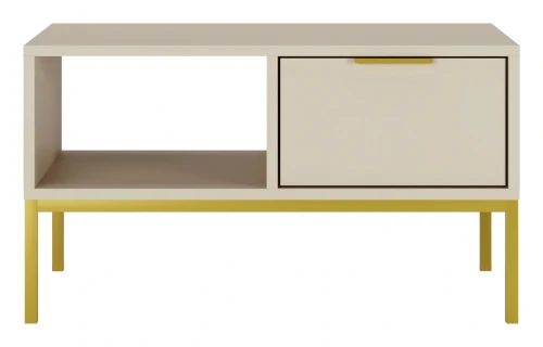 Stolik kawowy Austin 80 cm z 2 szufladami do salonu kaszmir/złoty