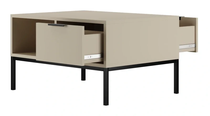 Stolik kawowy Austin 80 cm z 2 szufladami do salonu kaszmir/czarny