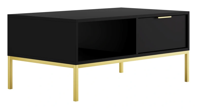 Stolik kawowy Austin 100 cm z 2 szufladami do salonu czarny/złoty