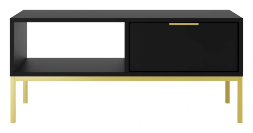 Stolik kawowy Austin 100 cm z 2 szufladami do salonu czarny/złoty