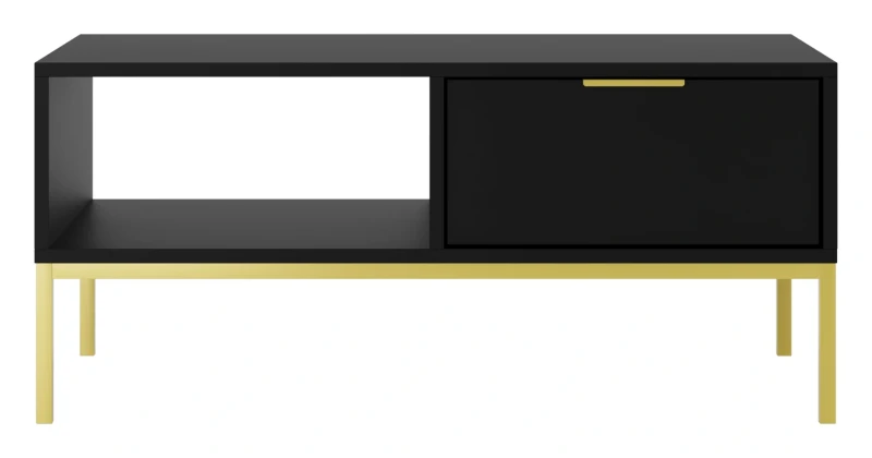 Stolik kawowy Austin 100 cm z 2 szufladami do salonu czarny/złoty