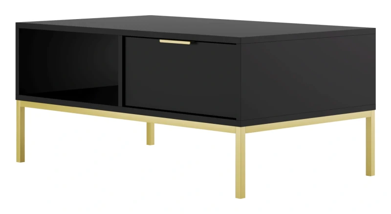 Stolik kawowy Austin 100 cm z 2 szufladami do salonu czarny/złoty
