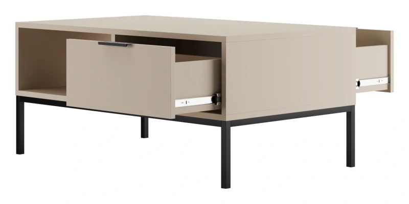 Stolik kawowy Austin 100 cm z 2 szufladami do salonu kaszmir/czarny