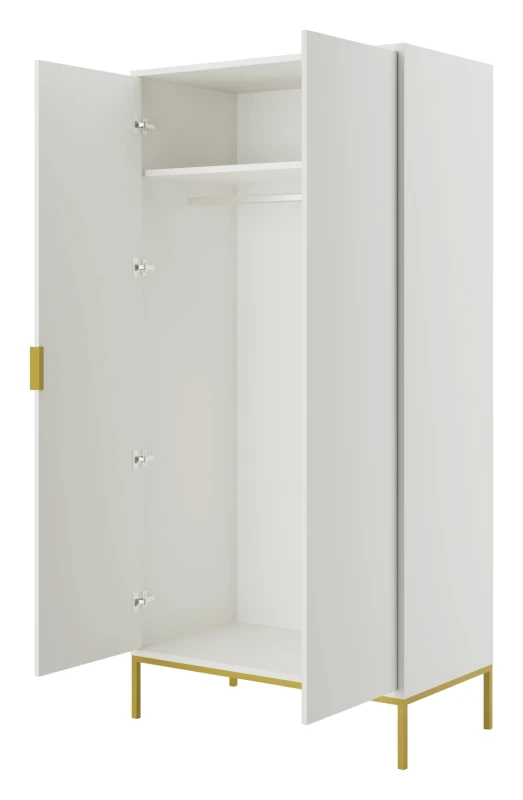 Szafa Austin 100 cm dwudrzwiowa do przedpokoju biały/złoty