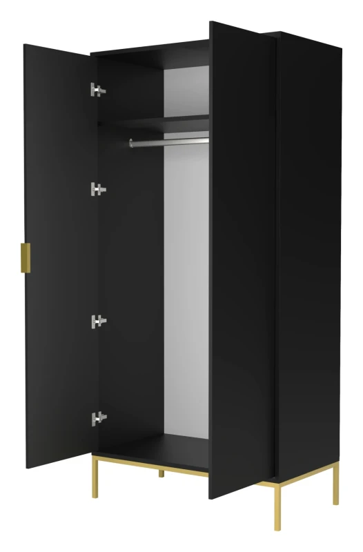 Szafa Austin 100 cm dwudrzwiowa do przedpokoju czarny/złoty