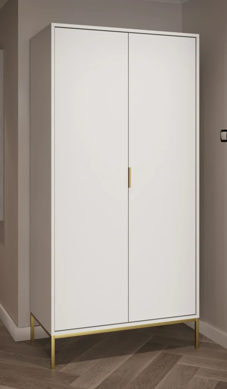 Szafa Austin 100 cm dwudrzwiowa do przedpokoju biały/złoty