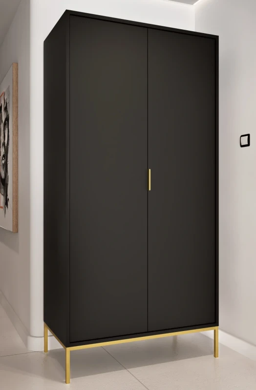 Szafa Austin 100 cm dwudrzwiowa do przedpokoju czarny/złoty