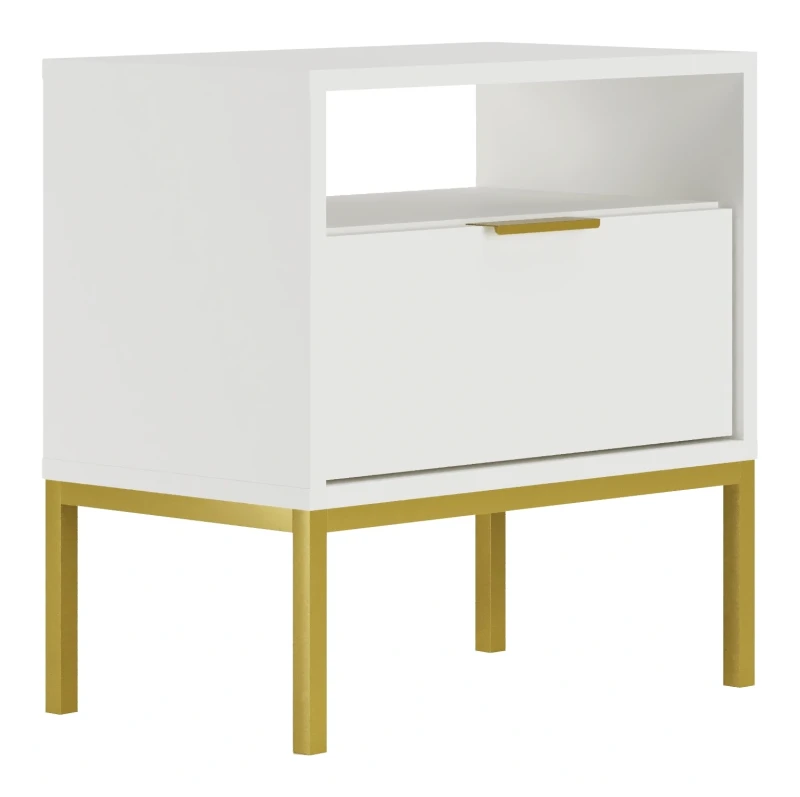Szafka nocna Austin 55 cm z szufladą do sypialni biały/złoty