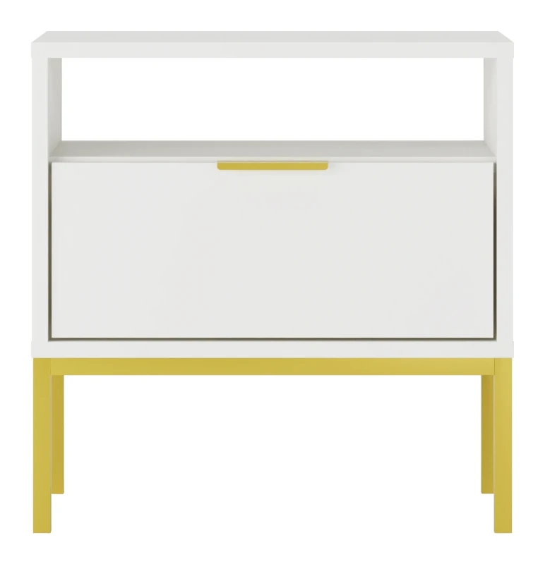 Szafka nocna Austin 55 cm z szufladą do sypialni biały/złoty