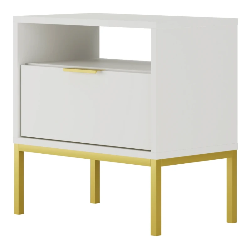 Szafka nocna Austin 55 cm z szufladą do sypialni biały/złoty