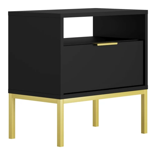 Szafka nocna Austin 55 cm z szufladą do sypialni czarny/złoty