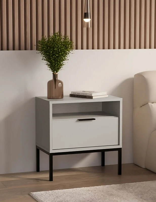 Szafka nocna Austin 55 cm z szufladą do sypialni kaszmir/czarny