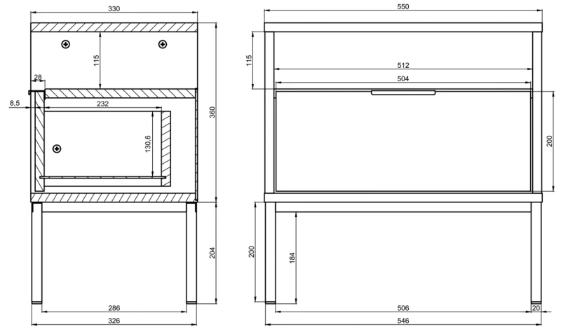 Szafka nocna Austin 55 cm z szufladą do sypialni czarny/złoty